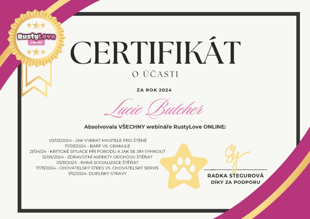 Certifikát Rusty Love